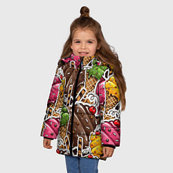 Куртка зимняя для девочки Шоколадные сладости Мороженое, цвет: 3D-светло-серый — фото 2