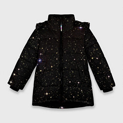Куртка зимняя для девочки Ночное звездное небо, цвет: 3D-черный