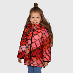 Куртка зимняя для девочки Красная спартаковская чешуя, цвет: 3D-красный — фото 2