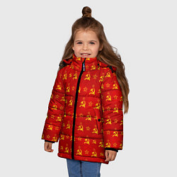 Куртка зимняя для девочки Серп и Молот - СССР, цвет: 3D-черный — фото 2