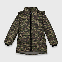 Куртка зимняя для девочки Камуфляж Вязаный лесной, цвет: 3D-светло-серый