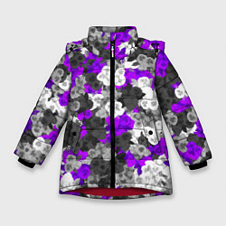 Куртка зимняя для девочки Абстрактные фиалочки, цвет: 3D-красный