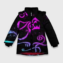 Куртка зимняя для девочки НЕОНОВЫЙ ДРАКЕН DRAKEN TATTOO, цвет: 3D-красный