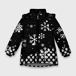 Куртка зимняя для девочки Чёрный клевер снежинки, цвет: 3D-светло-серый