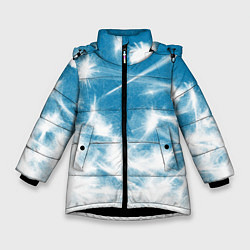 Куртка зимняя для девочки Коллекция Зимняя сказка Снег Абстракция S-4, цвет: 3D-черный