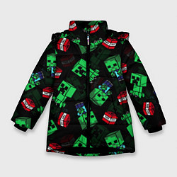 Куртка зимняя для девочки Майнкрафт Minecraft, цвет: 3D-черный