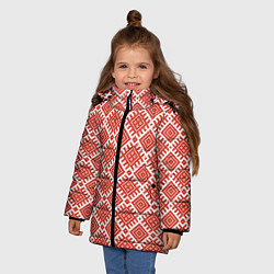 Куртка зимняя для девочки Славянская Обережная Вышивка Плодородие, цвет: 3D-красный — фото 2