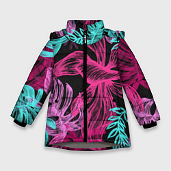Куртка зимняя для девочки Папоротниковый неон, цвет: 3D-светло-серый
