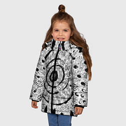 Куртка зимняя для девочки Наскальные узоры, цвет: 3D-светло-серый — фото 2
