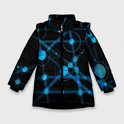 Куртка зимняя для девочки Круги на линиях, цвет: 3D-черный