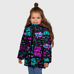 Куртка зимняя для девочки ARCANE Jinx pattern neon Аркейн Джинкс паттерн нео, цвет: 3D-черный — фото 2