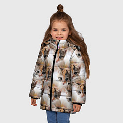 Куртка зимняя для девочки Маленький котенок паттерн, цвет: 3D-красный — фото 2