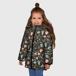 Куртка зимняя для девочки Цветы и ягоды паттерн, цвет: 3D-красный — фото 2
