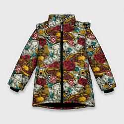 Куртка зимняя для девочки Большой Куш Jackpot, цвет: 3D-черный