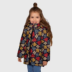 Куртка зимняя для девочки Карточные Масти Cards, цвет: 3D-красный — фото 2