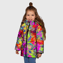 Куртка зимняя для девочки Пиксельный камуфляж Токсик, цвет: 3D-светло-серый — фото 2