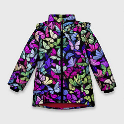 Куртка зимняя для девочки Витражные бабочки, цвет: 3D-красный