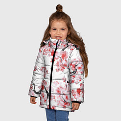 Куртка зимняя для девочки Ранняя сакура, цвет: 3D-черный — фото 2