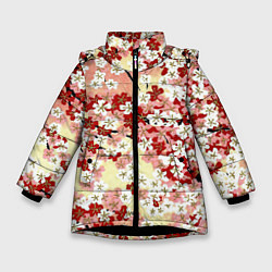 Куртка зимняя для девочки Цветущая весна, цвет: 3D-черный