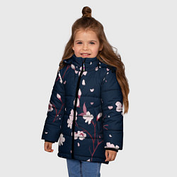 Куртка зимняя для девочки Веточки с цветами, цвет: 3D-светло-серый — фото 2
