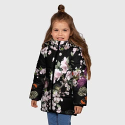 Куртка зимняя для девочки Краски весны, цвет: 3D-черный — фото 2
