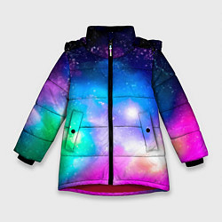 Куртка зимняя для девочки Colorful Space Космос, цвет: 3D-красный