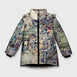 Куртка зимняя для девочки Fallout - city, цвет: 3D-черный