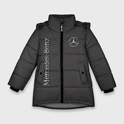 Куртка зимняя для девочки Mercedes карбоновые полосы, цвет: 3D-светло-серый