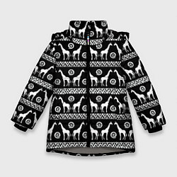 Куртка зимняя для девочки Черно-белые Жирафы, цвет: 3D-светло-серый