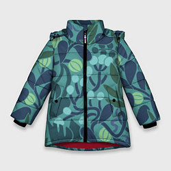 Куртка зимняя для девочки Запутанные растения, цвет: 3D-красный