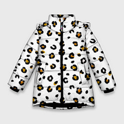 Куртка зимняя для девочки Пятна леопарда leopard spots, цвет: 3D-черный