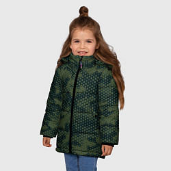 Куртка зимняя для девочки Абстрактный геометрический зеленый камуфляж, цвет: 3D-светло-серый — фото 2