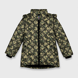 Куртка зимняя для девочки Камуфляж с Сеткой, цвет: 3D-черный