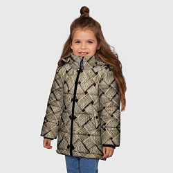 Куртка зимняя для девочки Джутовая плетенка 3D, цвет: 3D-черный — фото 2