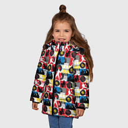 Куртка зимняя для девочки Рок-н-ролл, винил, запись музыки, цвет: 3D-красный — фото 2
