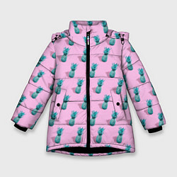 Куртка зимняя для девочки Ананасовый неон, цвет: 3D-черный