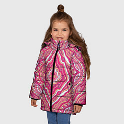 Куртка зимняя для девочки Абстракция Узор розового цвета, цвет: 3D-красный — фото 2