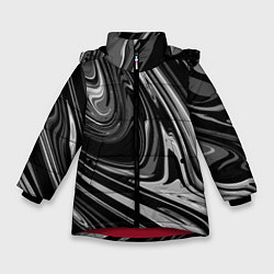 Куртка зимняя для девочки Черно-белый мрамор, цвет: 3D-красный