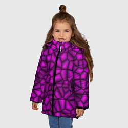 Куртка зимняя для девочки ТЕКСТУРА ФИОЛЕТОВЫЙ КАМЕНЬ, цвет: 3D-светло-серый — фото 2