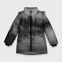 Куртка зимняя для девочки Туманный лес - природа, цвет: 3D-светло-серый