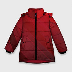 Куртка зимняя для девочки Полосы На красном Фоне, цвет: 3D-красный