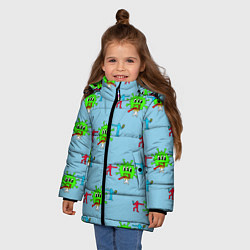 Куртка зимняя для девочки ЧЕЛОВЕЧКИ МИНИМАЛИЗМ, цвет: 3D-светло-серый — фото 2