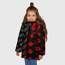 Куртка зимняя для девочки DOTA 2 Молнии Паттерны, цвет: 3D-черный — фото 2