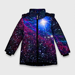 Куртка зимняя для девочки Открытый космос Star Neon, цвет: 3D-черный
