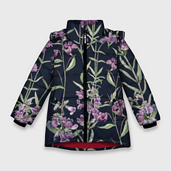 Куртка зимняя для девочки Цветы Фиолетовые, цвет: 3D-красный