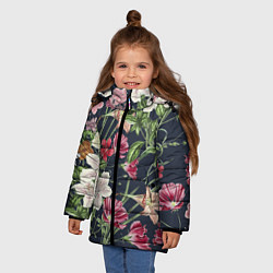 Куртка зимняя для девочки Цветы Розовые, цвет: 3D-светло-серый — фото 2