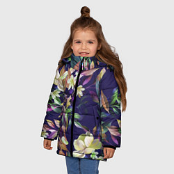 Куртка зимняя для девочки Цветы Красочный Букет, цвет: 3D-черный — фото 2
