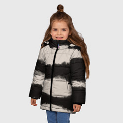Куртка зимняя для девочки Коричневый принт тай-дай полосы, цвет: 3D-черный — фото 2