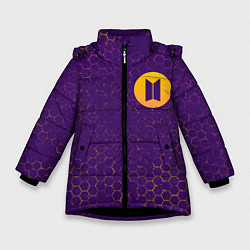 Куртка зимняя для девочки БТС Графика, цвет: 3D-черный