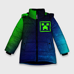 Куртка зимняя для девочки MINECRAFT Глитч, цвет: 3D-черный